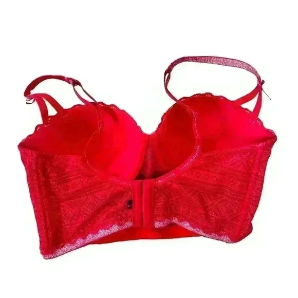 Tommy Hilfiger Longline Bra Red Silver Glitter R77T011 Size 34C - Picture 6 of 9
